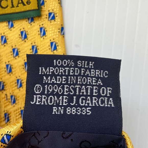 J Garcia‎ Nevsky Collection Fourteen Yellow Blue White Diamond Silk Mens Tie - Picture 5 of 7